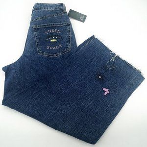Wild Fable Womens Size 4/27 Blue Denim Highest Rise Wide Leg Ankle Doodle Jeans